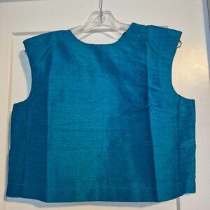 Julia Amory NWT Dupioni Silk Blue Green Shell Tank